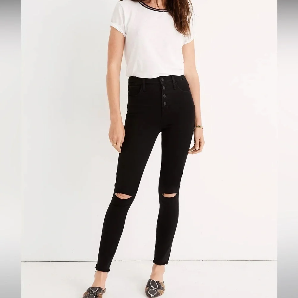 Madewell Black Petite 10" High-Rise Roadtripper Jeans 36P - Picture 2 of 13